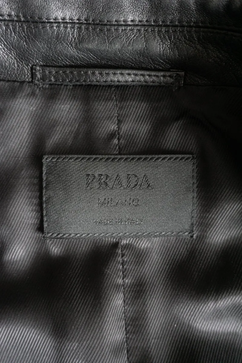 Vintage PRADA Lederjacke, 1999, Schwarz, XS–S