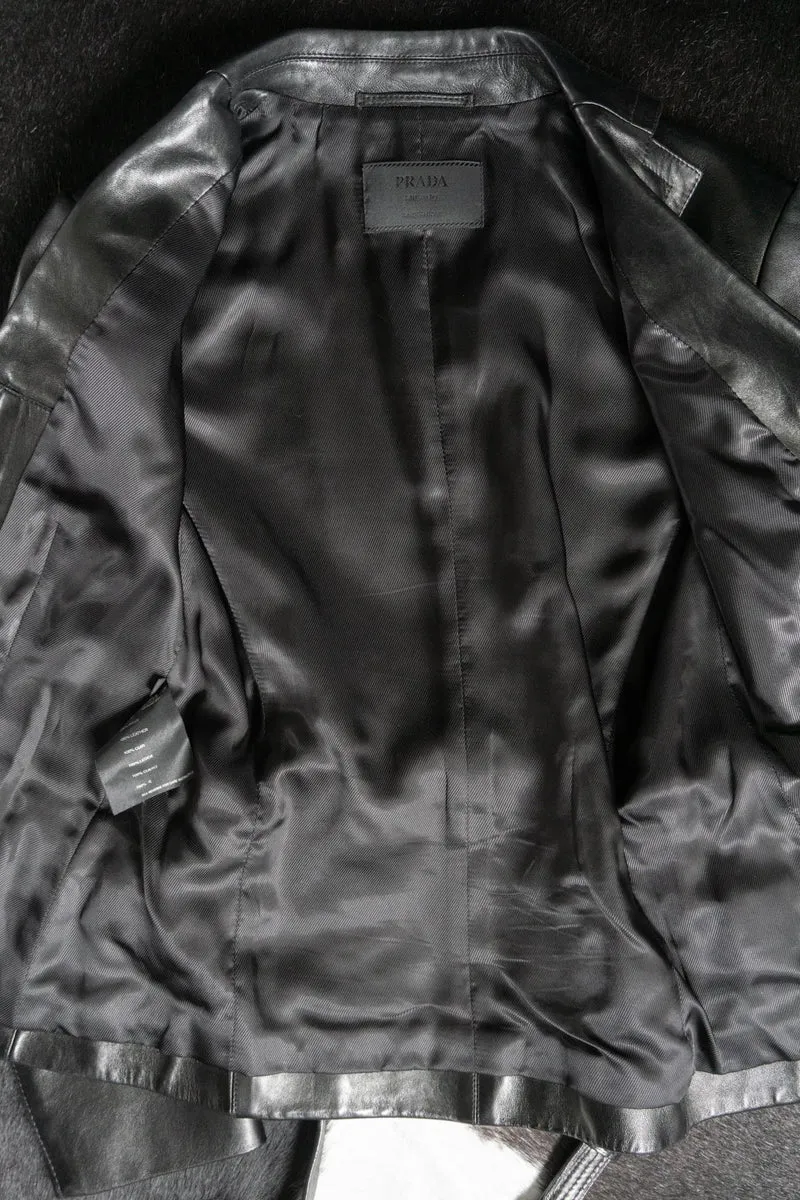 Vintage PRADA Lederjacke, 1999, Schwarz, XS–S