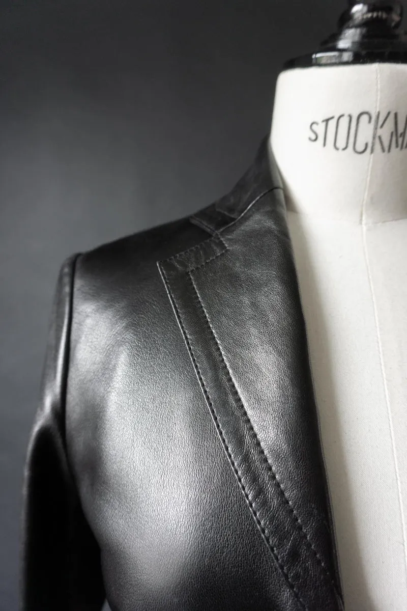 Vintage PRADA Lederjacke, 1999, Schwarz, XS–S