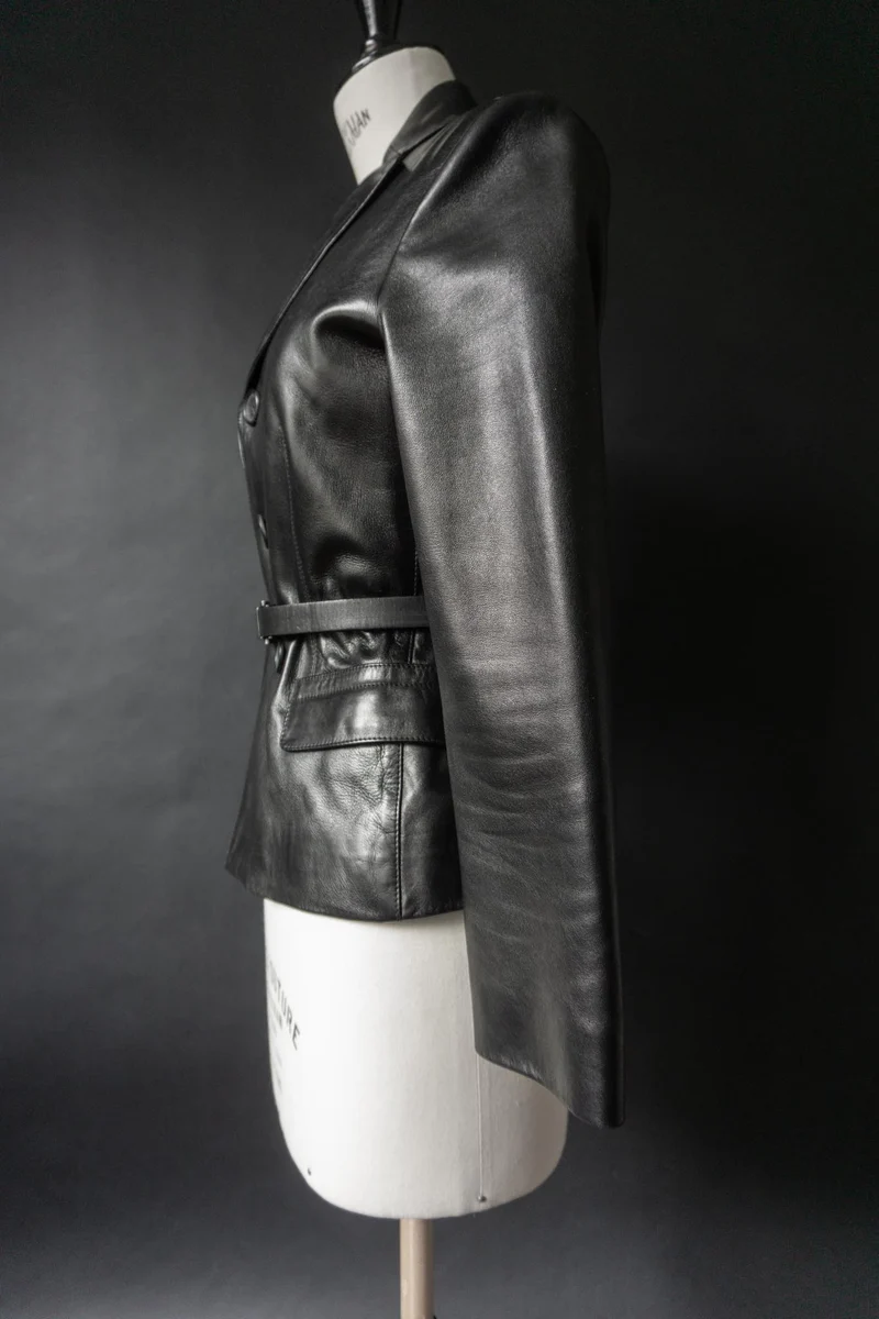 Vintage PRADA Lederjacke, 1999, Schwarz, XS–S