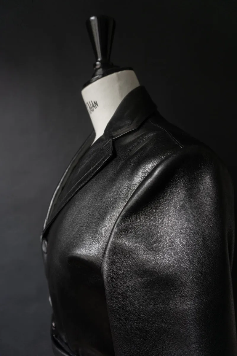 Vintage PRADA Lederjacke, 1999, Schwarz, XS–S