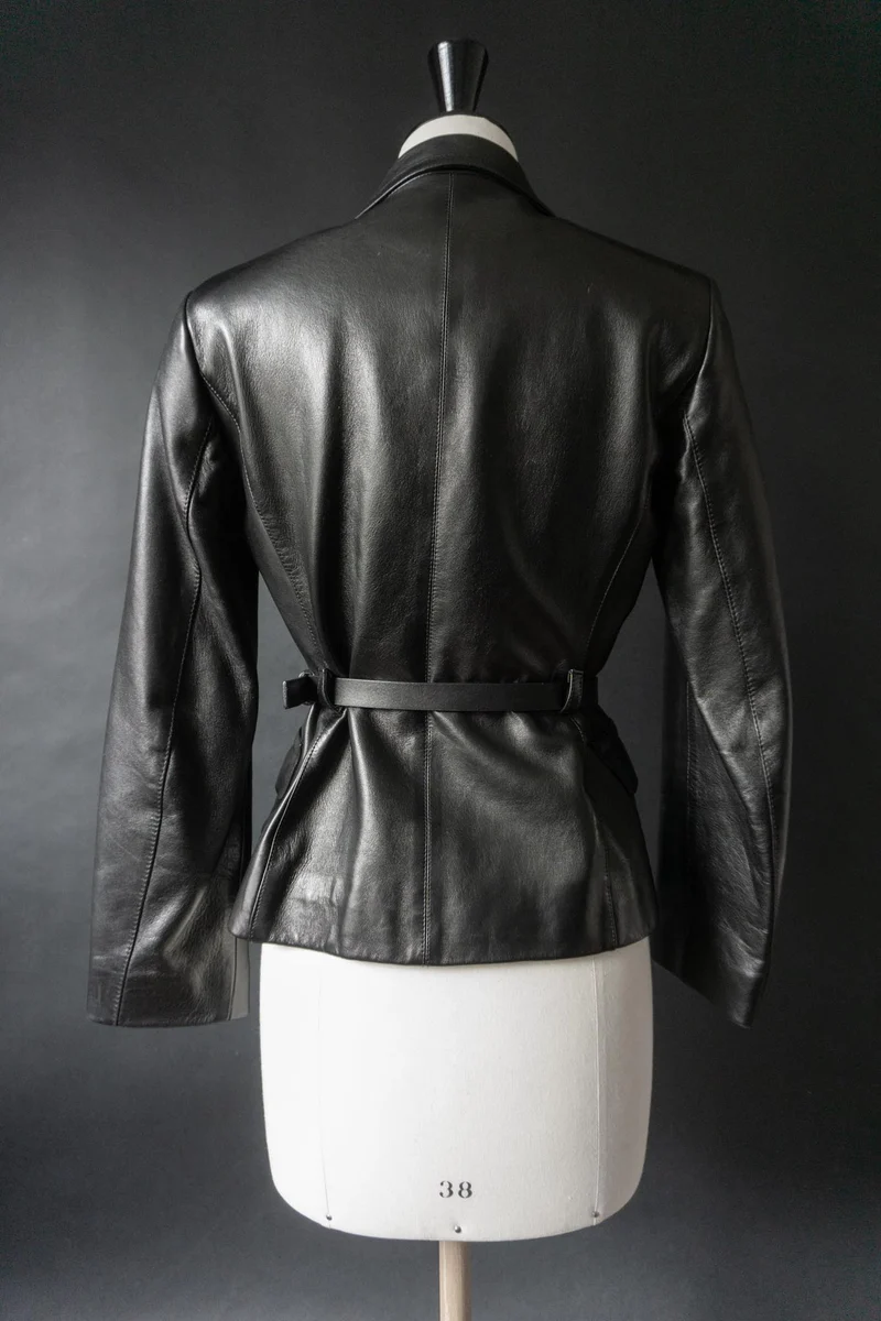 Vintage PRADA Lederjacke, 1999, Schwarz, XS–S