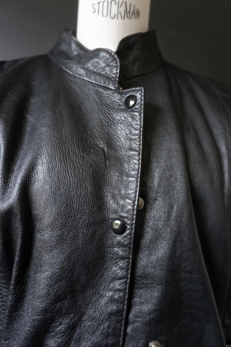 Vintage 80s Lederjacke, strong shoulders, S–M