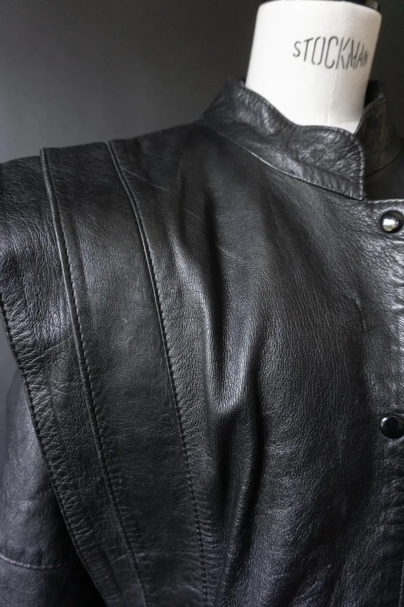Vintage 80s Lederjacke, strong shoulders, S–M