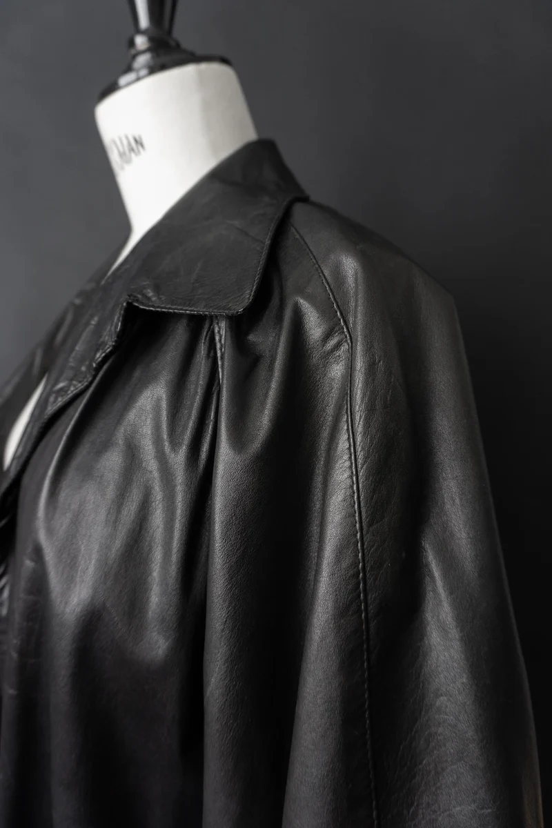 Vintage 70s Ledermantel, A-Linie, S–L