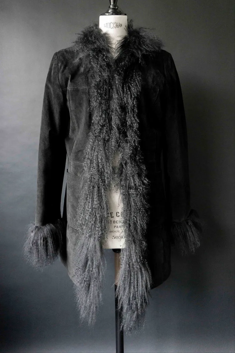 Vintage 90s Pennylane Ledermantel, Shearling, S–M