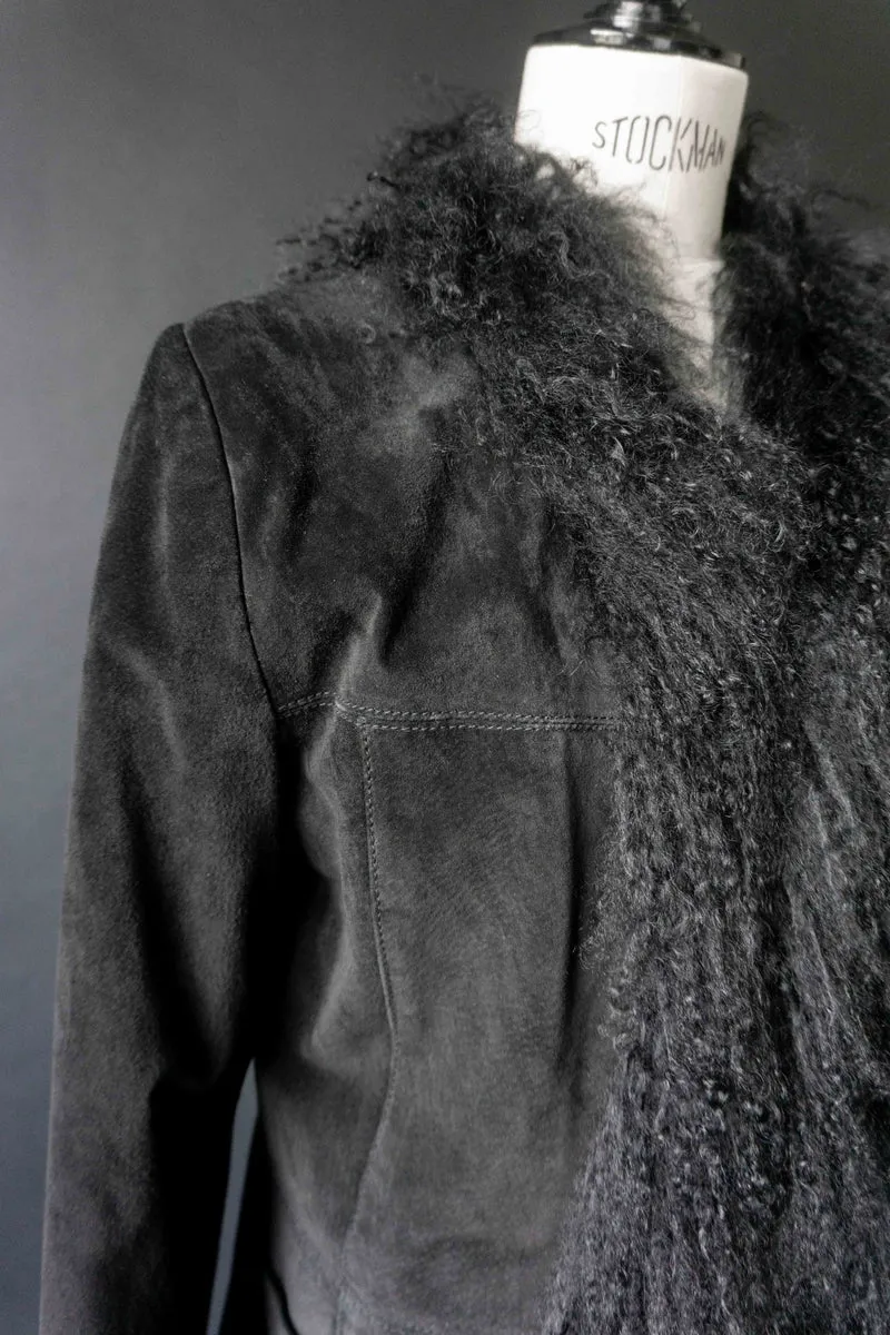 Vintage 90s Pennylane Ledermantel, Shearling, S–M