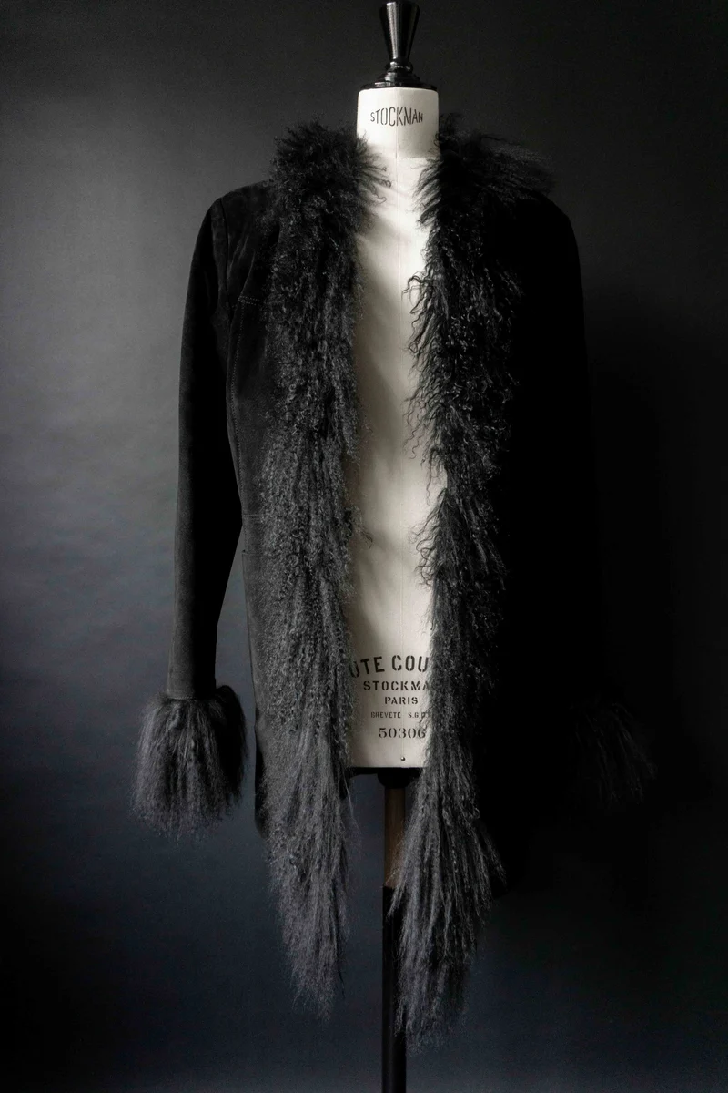 Vintage 90s Pennylane Ledermantel, Shearling, S–M
