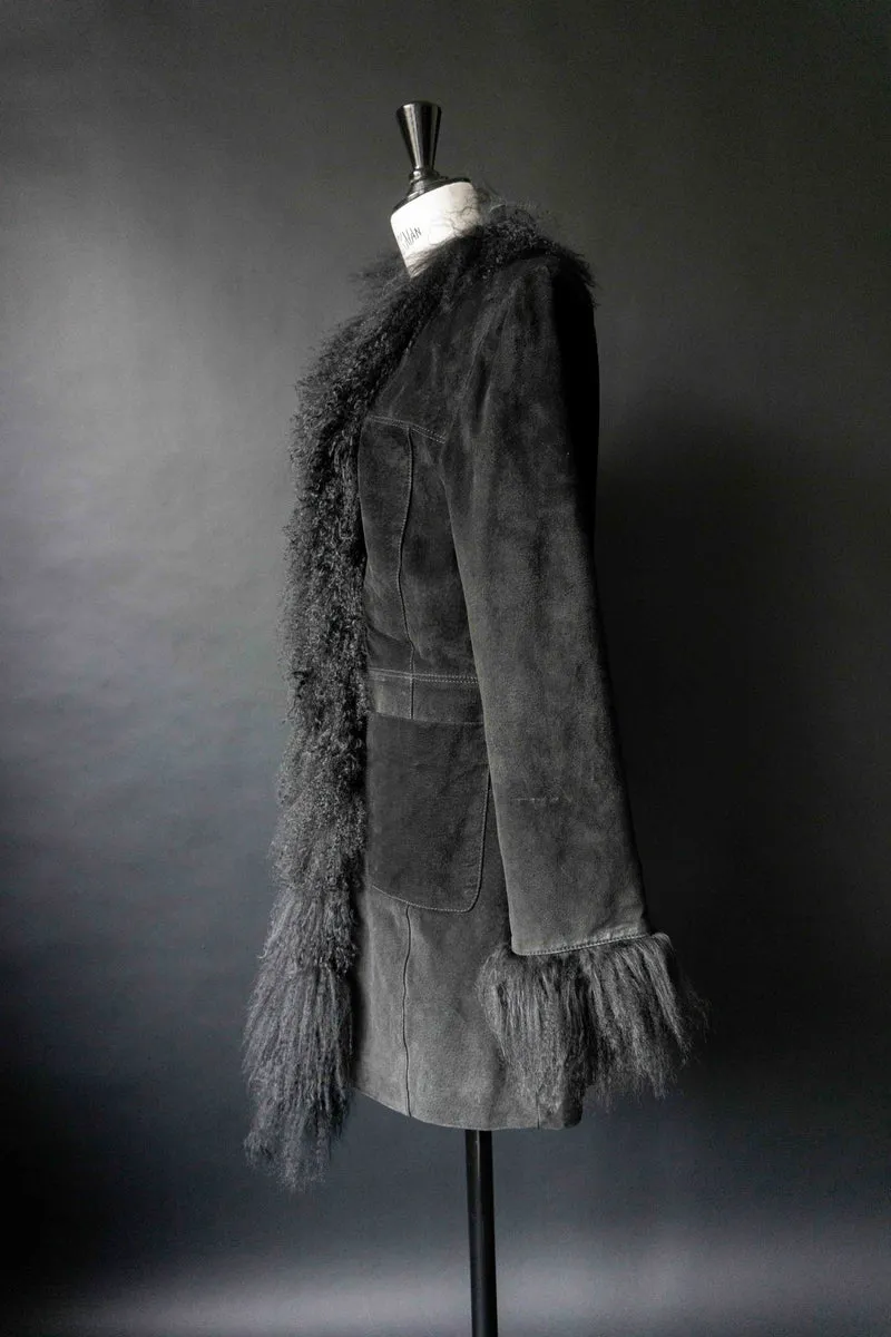 Vintage 90s Pennylane Ledermantel, Shearling, S–M