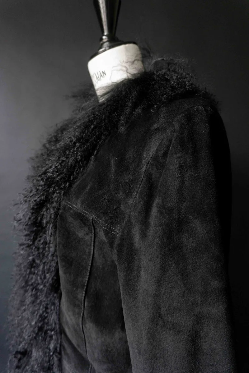 Vintage 90s Pennylane Ledermantel, Shearling, S–M
