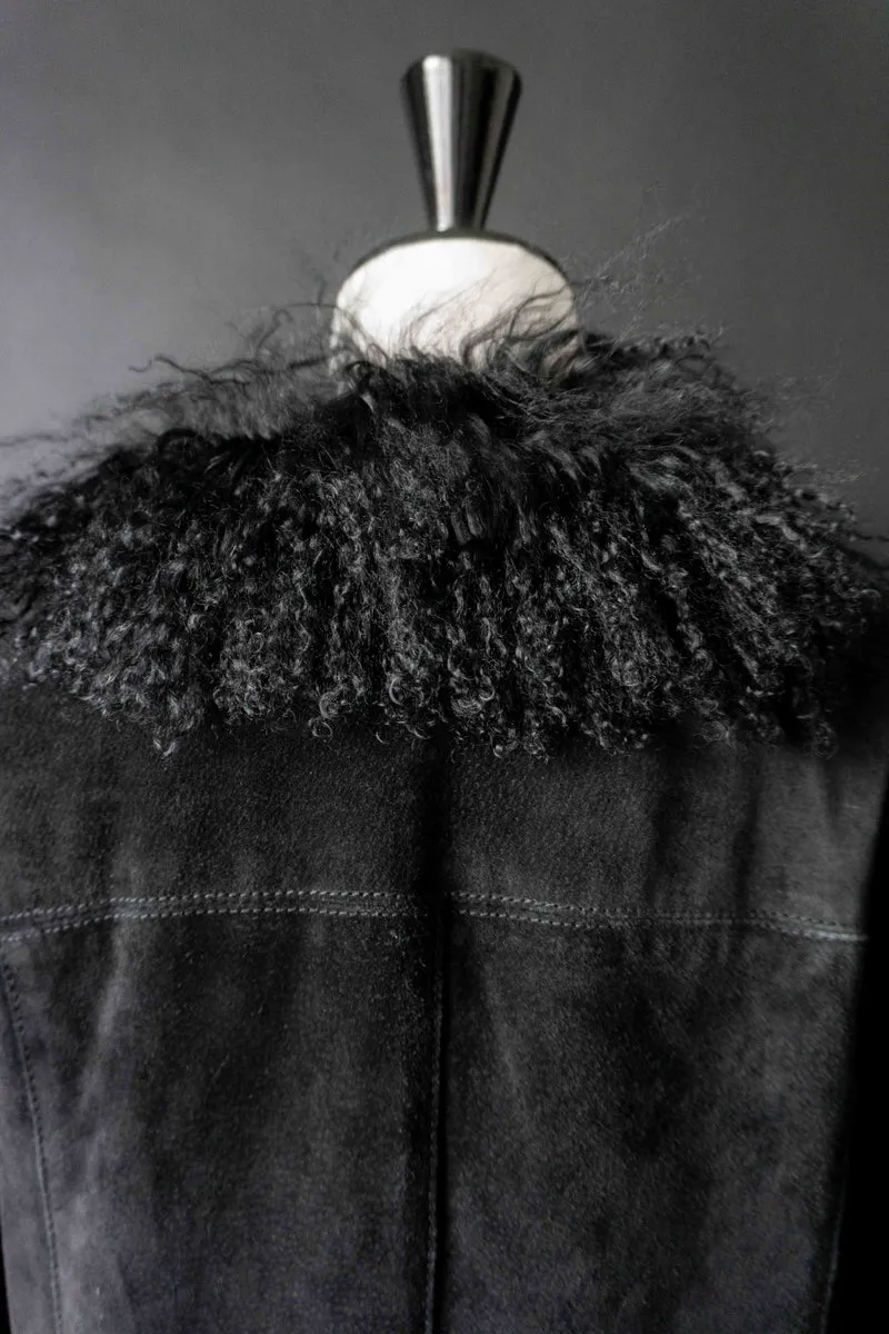 Vintage 90s Pennylane Ledermantel, Shearling, S–M