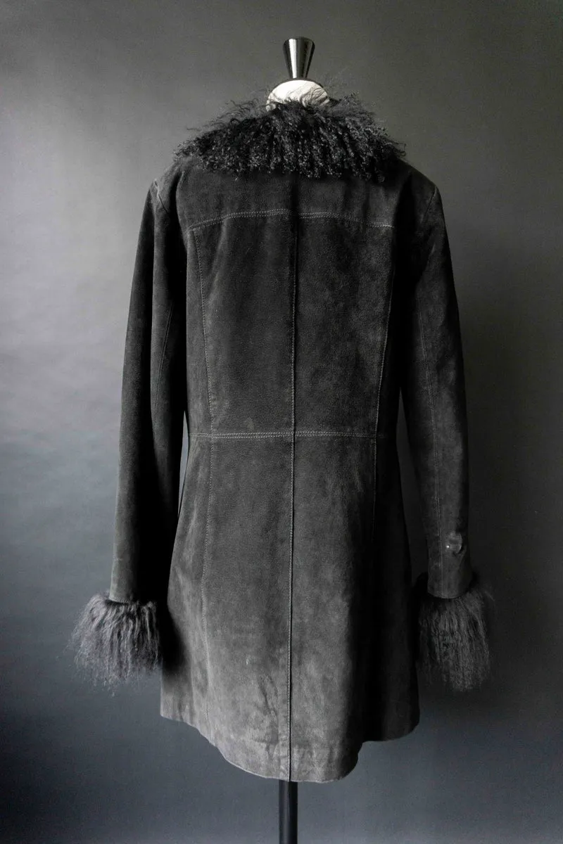Vintage 90s Pennylane Ledermantel, Shearling, S–M