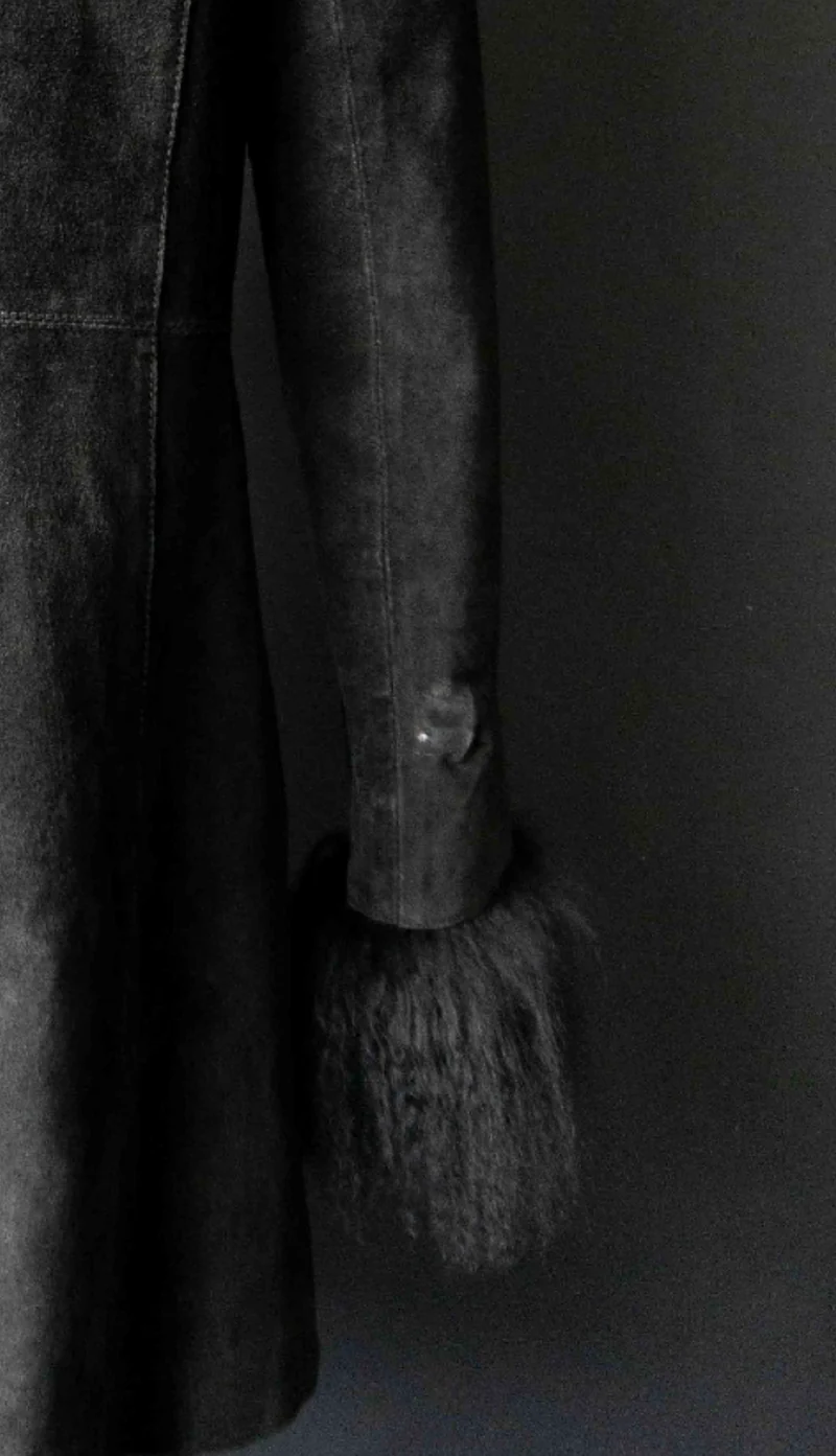 Vintage 90s Pennylane Ledermantel, Shearling, S–M