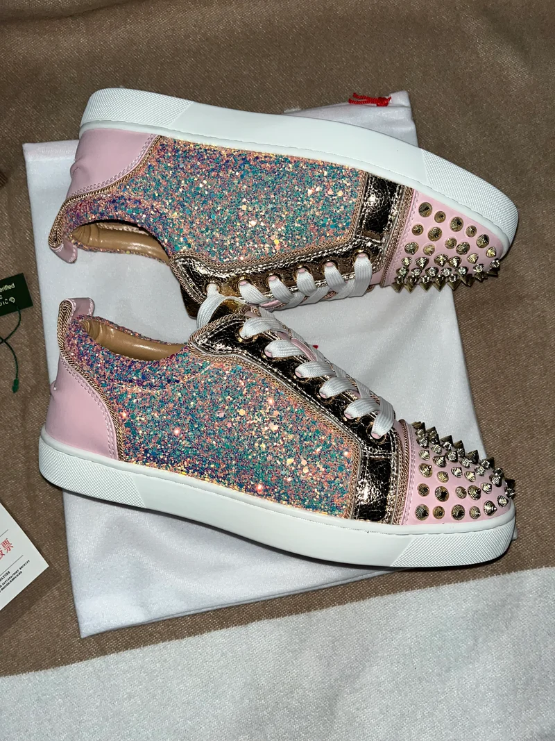 Pink Sparkly Red Bottom Trainers