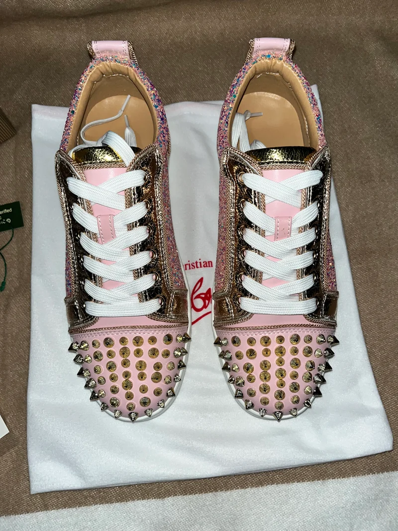 Pink Sparkly Red Bottom Trainers