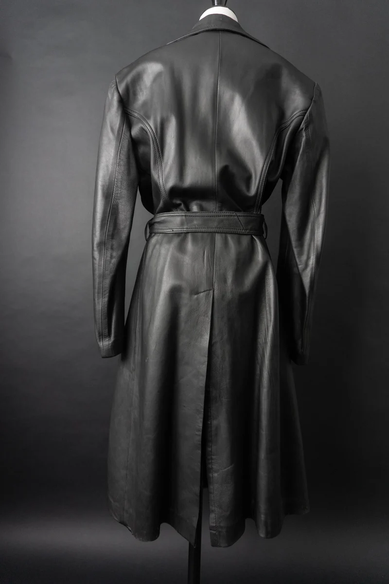Vintage 90s Ledermantel, Schwarz, M–L