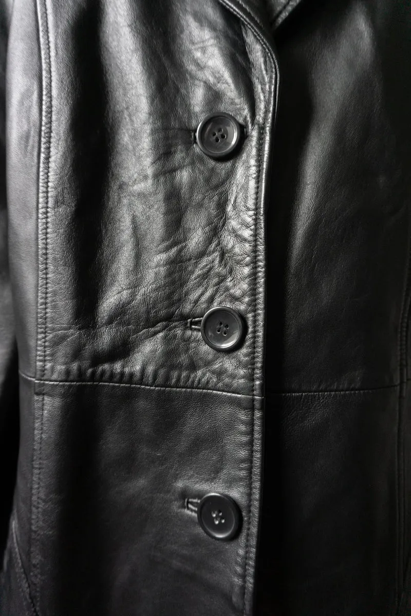 Vintage 90s Ledermantel, Kurztrench, M–L