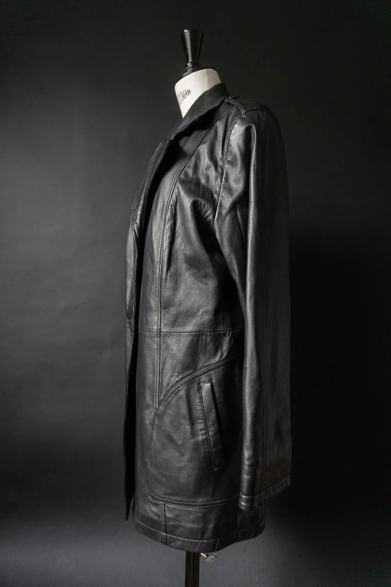 Vintage 90s Ledermantel, Kurztrench, M–L