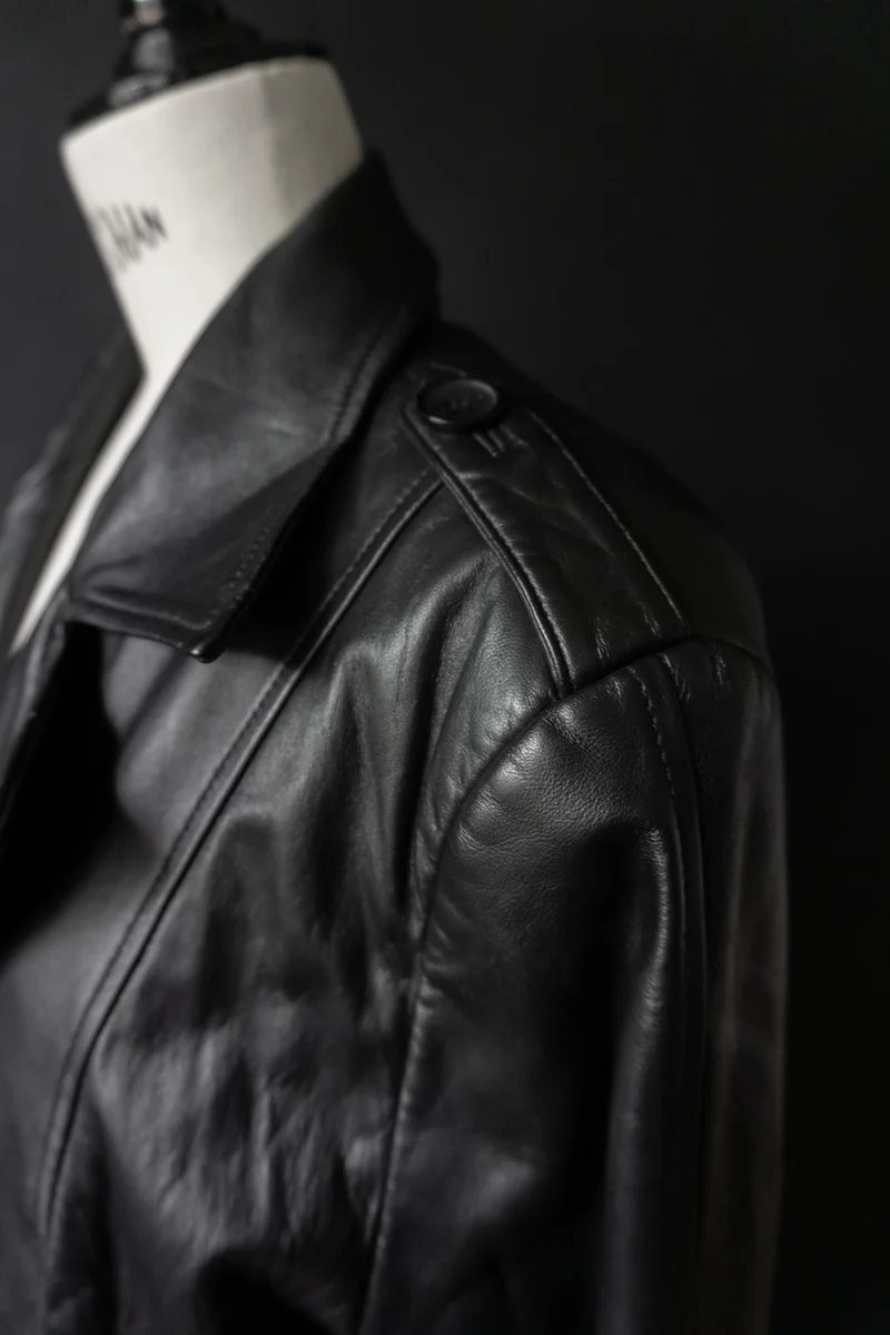 Vintage 90s Ledermantel, Kurztrench, M–L