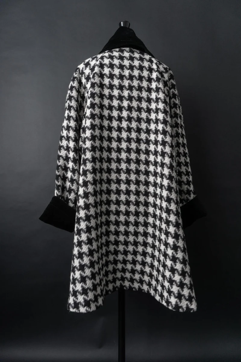 Vintage 80s Oversized Hahnentritt Mantel, L–XXL