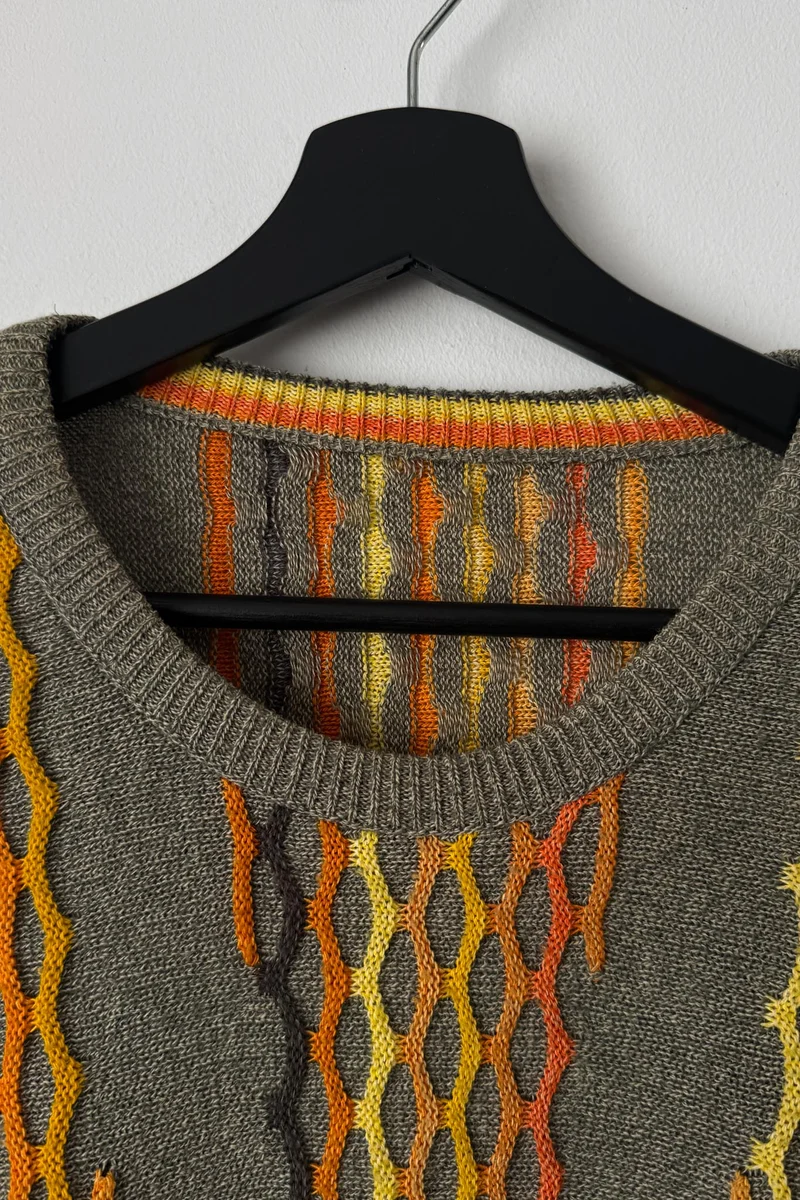 Vintage 80s Carlo Colucci Pullover, Herbstfarben, XL