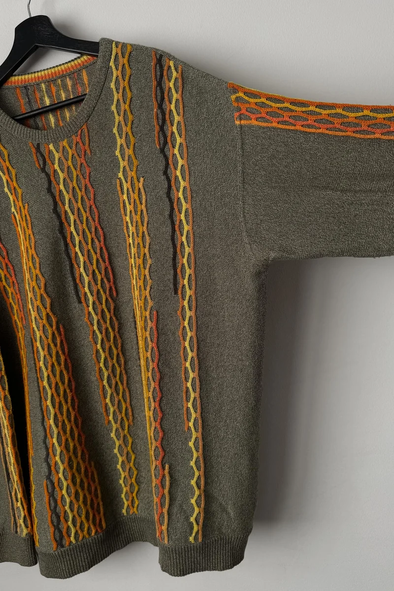 Vintage 80s Carlo Colucci Pullover, Herbstfarben, XL