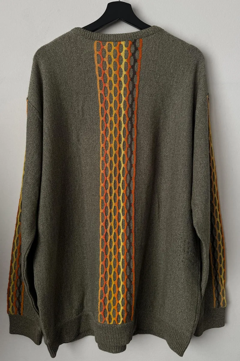 Vintage 80s Carlo Colucci Pullover, Herbstfarben, XL