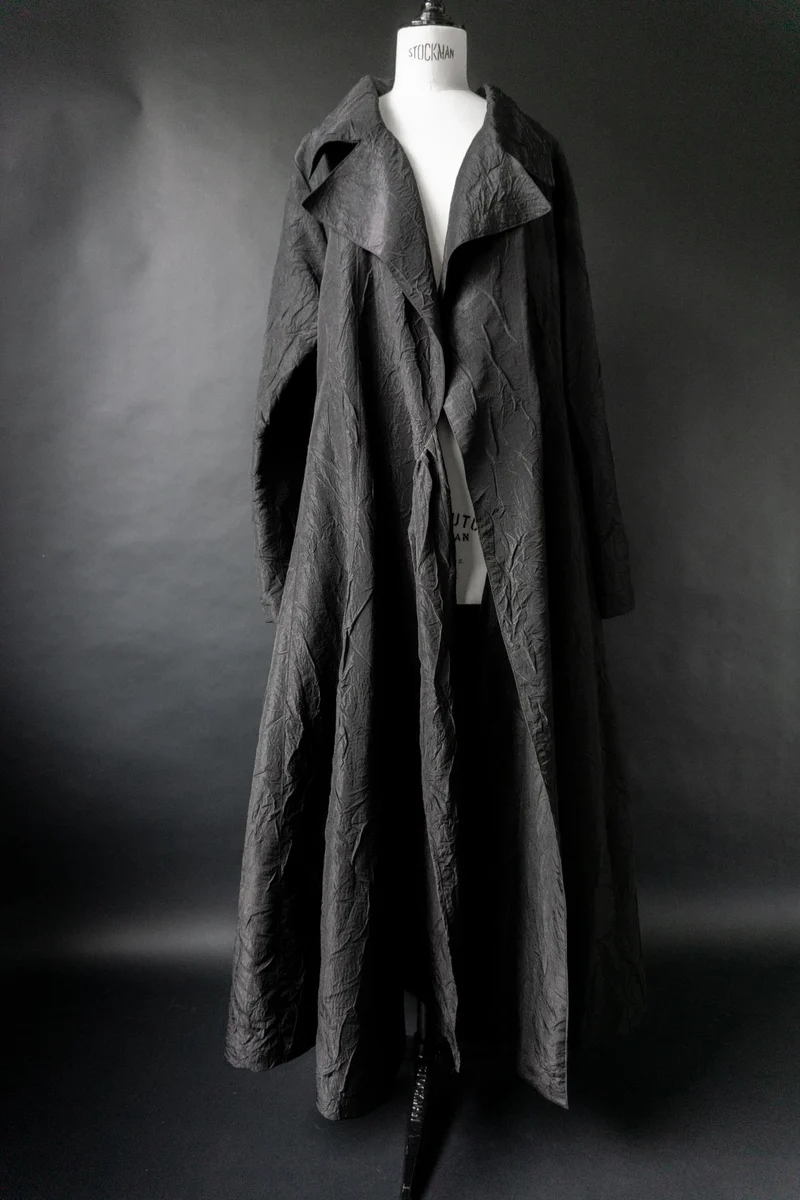 Vintage Goth Mantel, Crinkle, Avantgarde, M–XXL