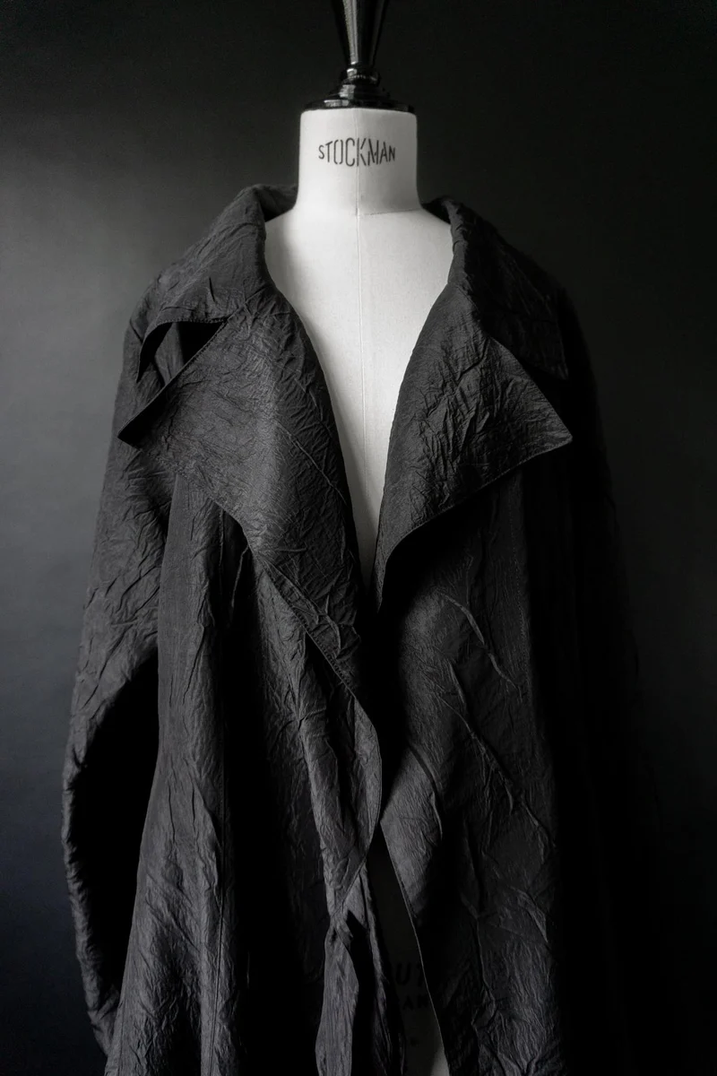 Vintage Goth Mantel, Crinkle, Avantgarde, M–XXL