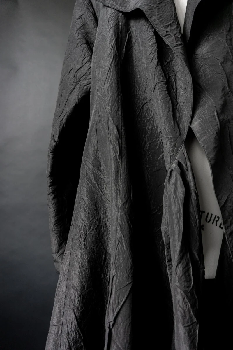 Vintage Goth Mantel, Crinkle, Avantgarde, M–XXL