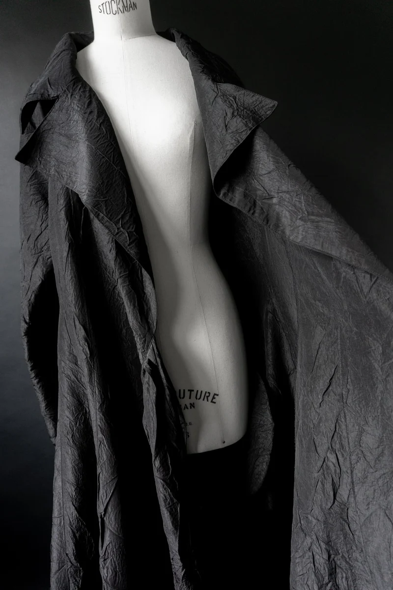 Vintage Goth Mantel, Crinkle, Avantgarde, M–XXL