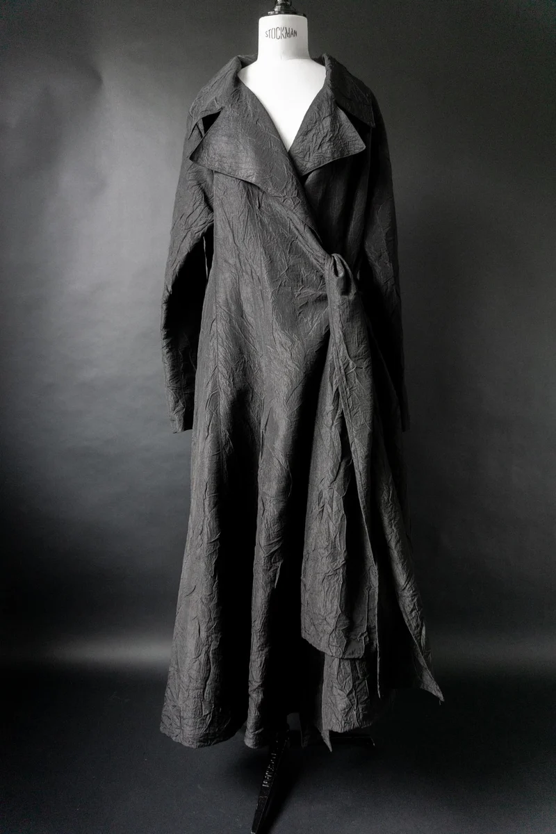 Vintage Goth Mantel, Crinkle, Avantgarde, M–XXL
