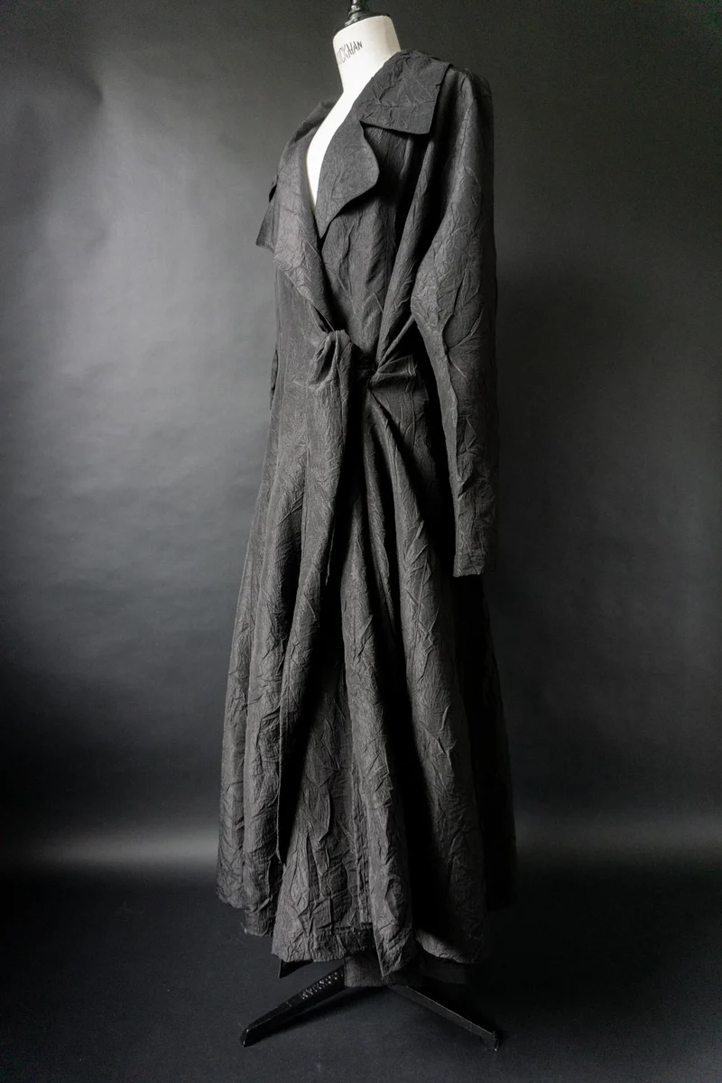 Vintage Goth Mantel, Crinkle, Avantgarde, M–XXL
