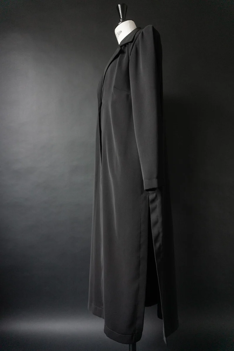Vintage 80s Gothic Mantel, Schwarz, M–L