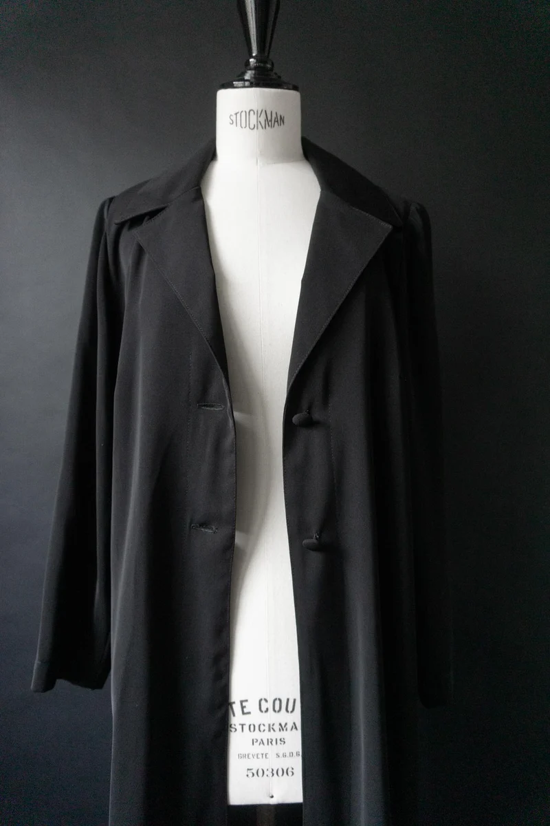 Vintage 80s Gothic Mantel, Schwarz, M–L