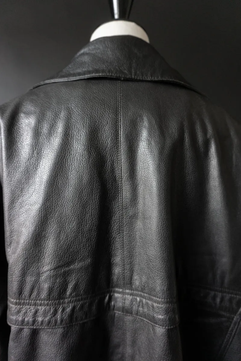 Vintage 90s Avantgarde Ledermantel, asymmetrisch, M–L