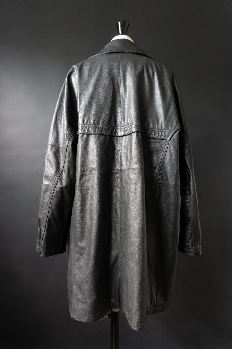 Vintage 90s Avantgarde Ledermantel, asymmetrisch, M–L