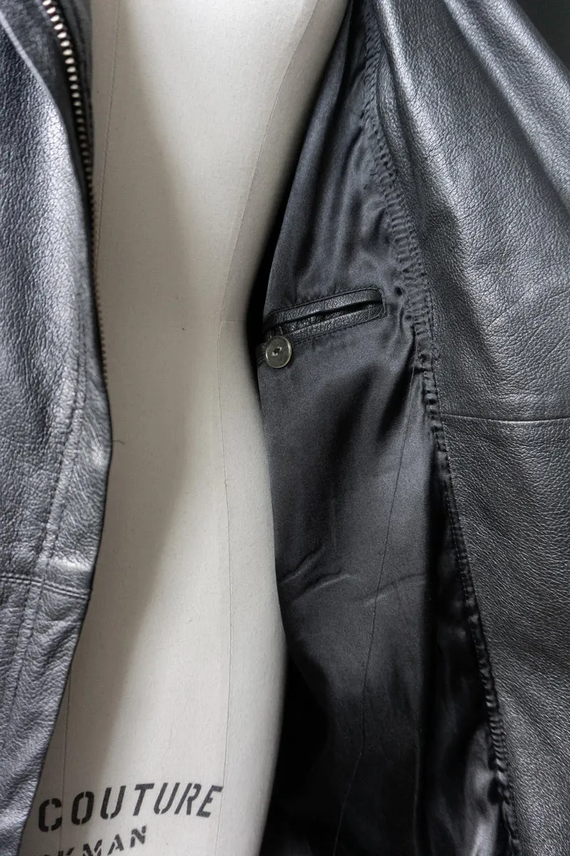 Vintage 90s Avantgarde Ledermantel, asymmetrisch, M–L
