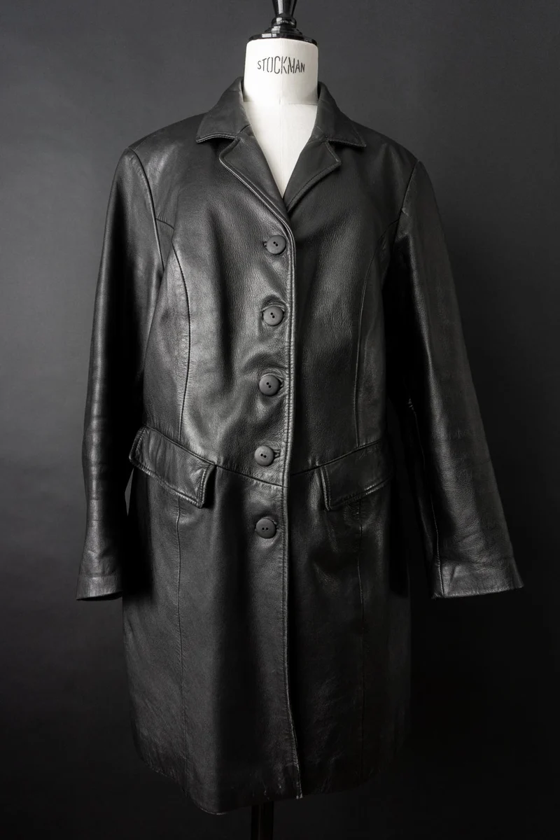 Vintage 90s Goth Ledermantel, S–M
