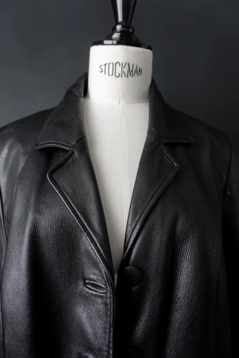 Vintage 90s Goth Ledermantel, S–M