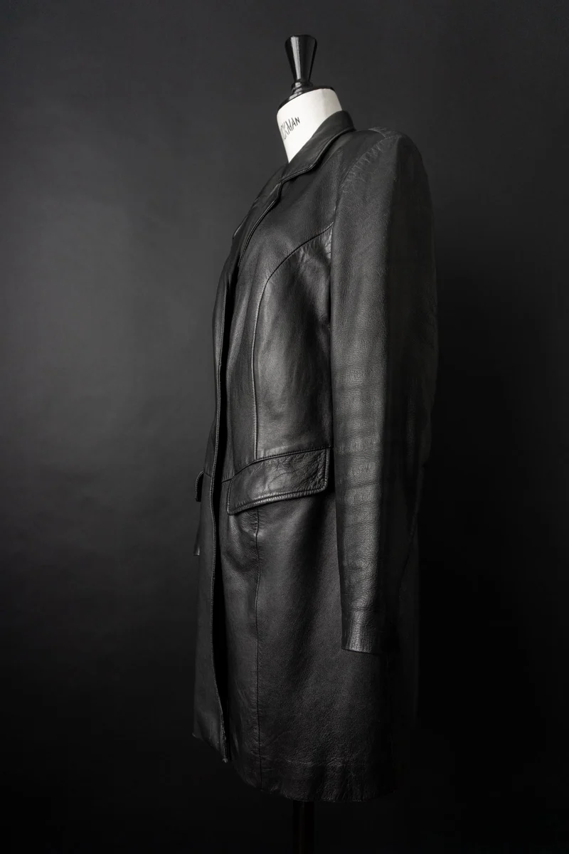 Vintage 90s Goth Ledermantel, S–M