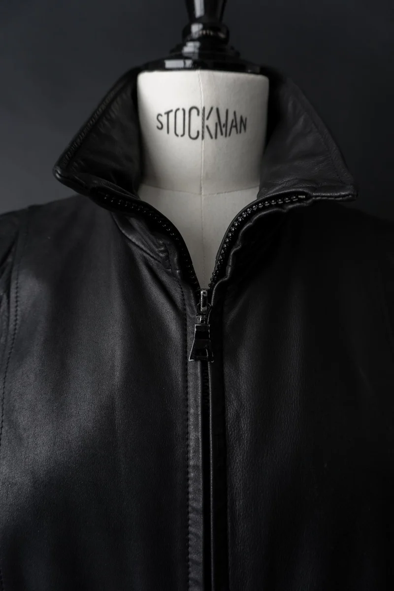 Vintage 90s Ledermantel, Zipper, S–M