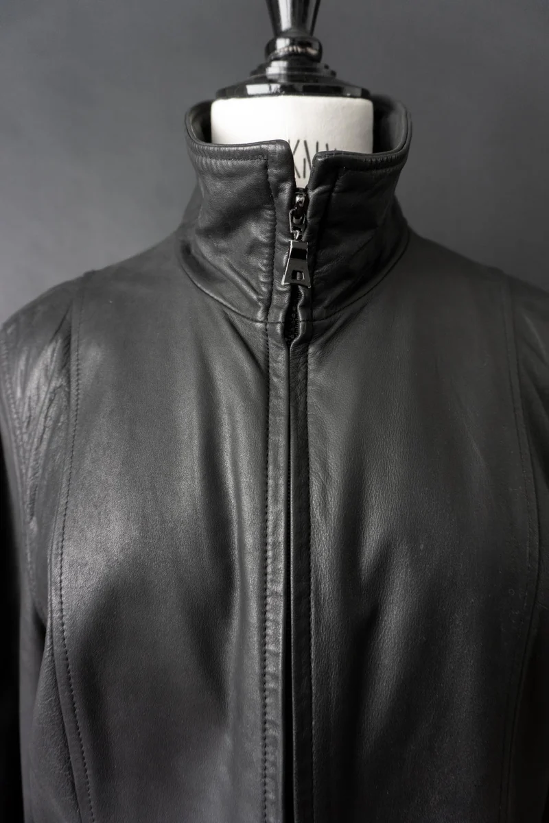 Vintage 90s Ledermantel, Zipper, S–M