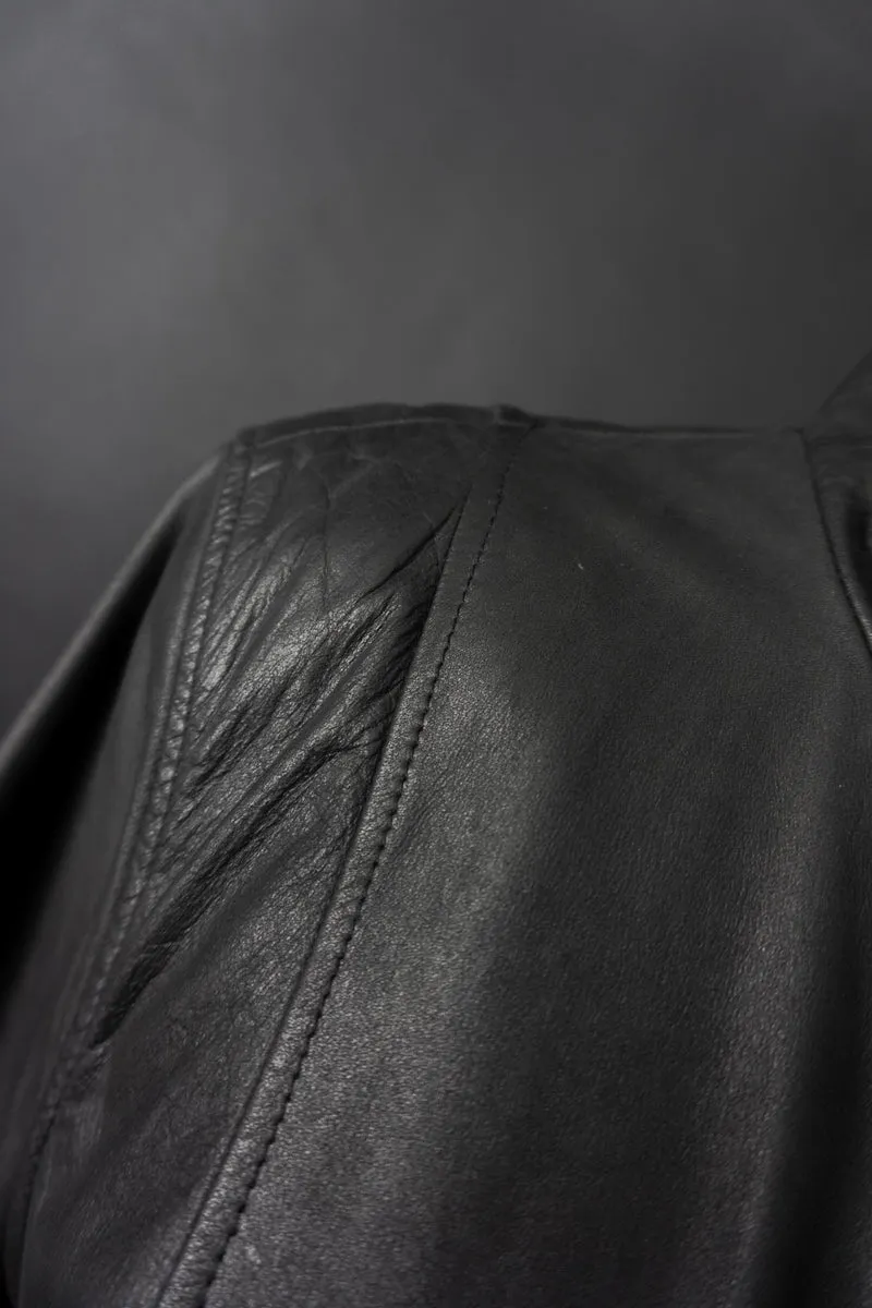 Vintage 90s Ledermantel, Zipper, S–M