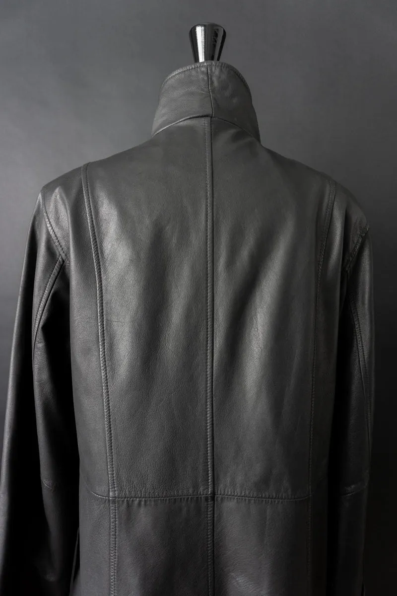 Vintage 90s Ledermantel, Zipper, S–M