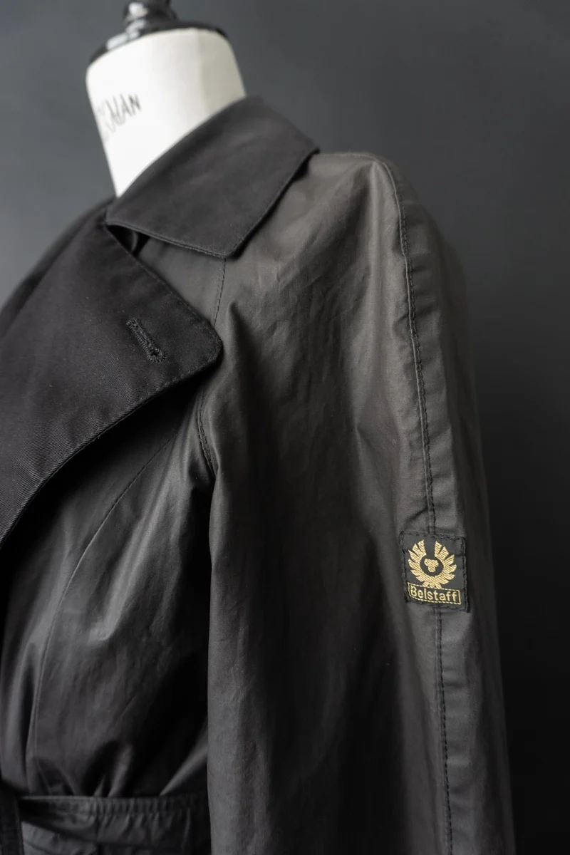 Vintage Belstaff Wachsmantel, Schwarz, S–M