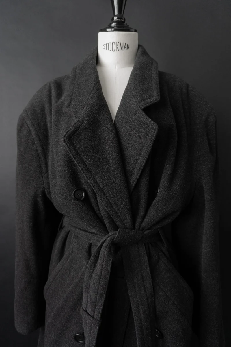 Vintage 90s Hugo Boss Trenchcoat, Wolle, M–XL