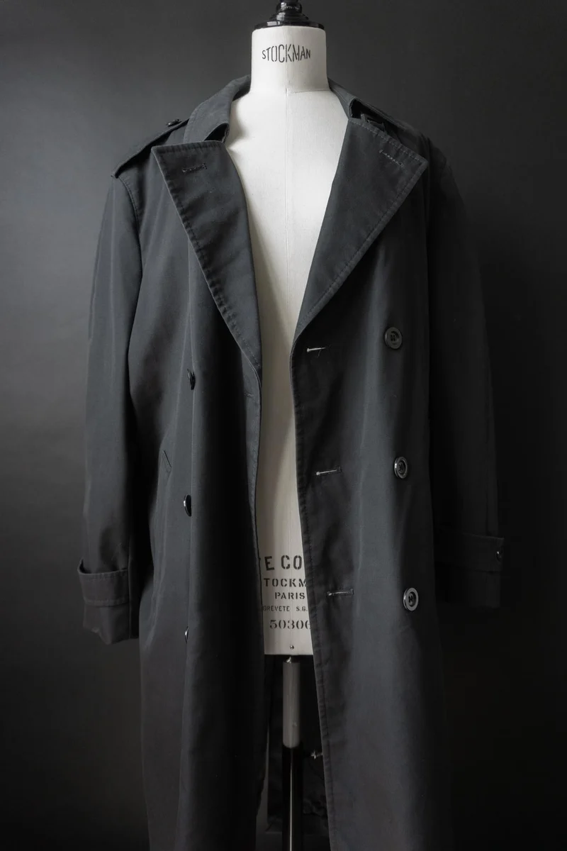 Vintage 80s Trenchcoat, Schwarz, M–L