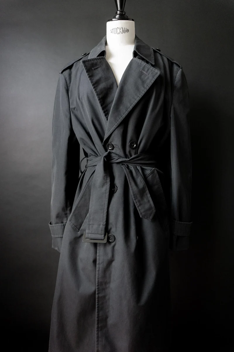 Vintage 80s Trenchcoat, Schwarz, M–L