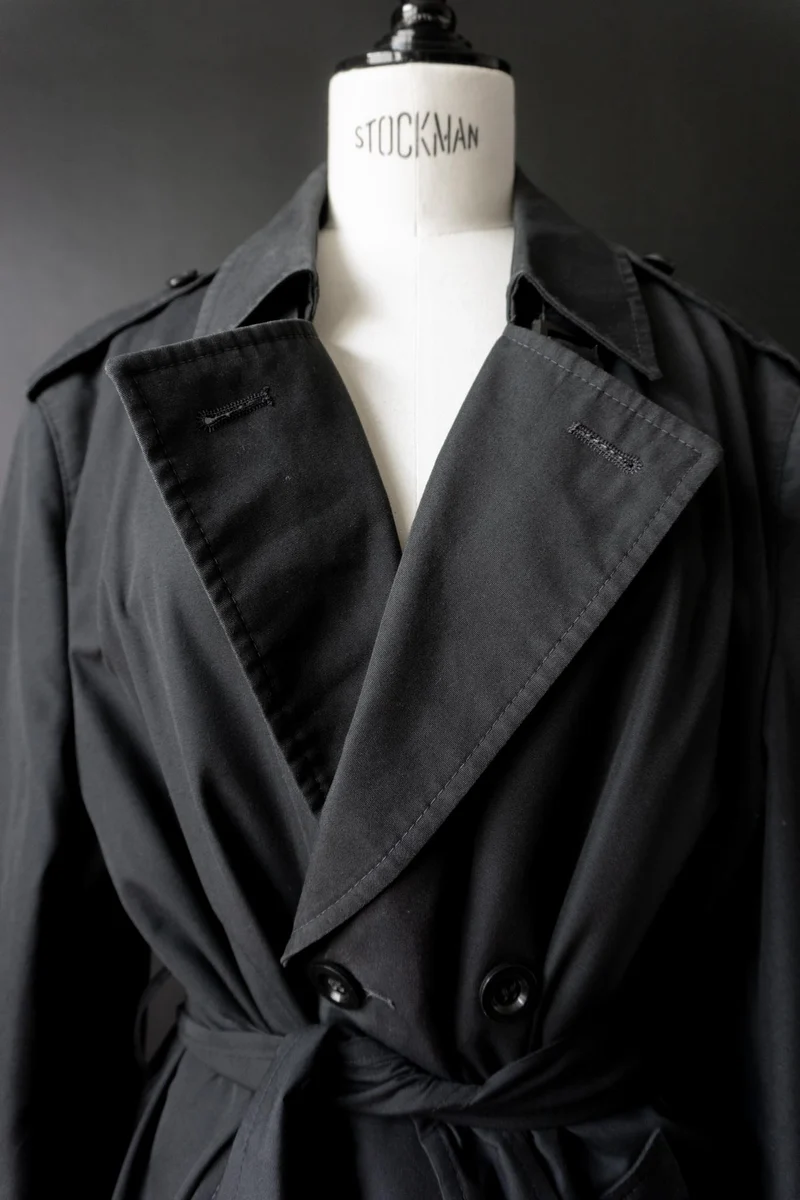 Vintage 80s Trenchcoat, Schwarz, M–L